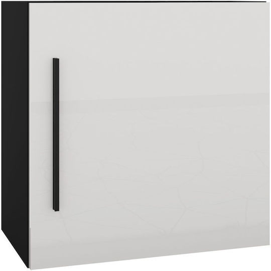 Kos/Haga Кремащо Шкаф За Дневна От MDF Черен/Бляскаво Бял 50x30x50см