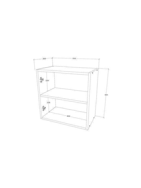 Kabinett Wand Kos/Haga Black/Lustrous White 50x30x50cm