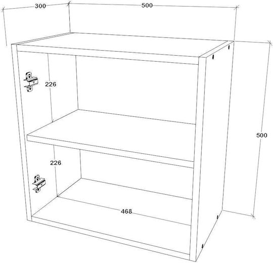 Kos/Haga Кремащо Шкаф За Дневна От MDF Черен/Бляскаво Бял 50x30x50см