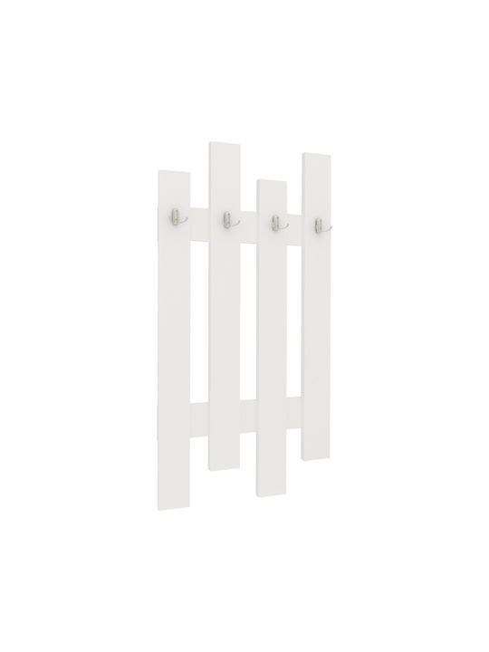 Wandhalterung Lamellar Hölzernes 4 Haken Weiße 60x100cm