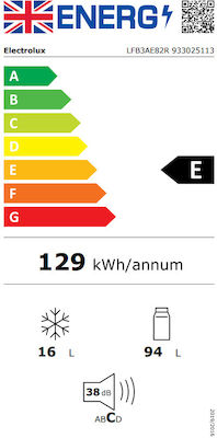 Electrolux Εντοιχιζόμενο Μονόπορτο Ψυγείο Υ81.9xΠ59.6xΒ54.7εκ. Λευκό