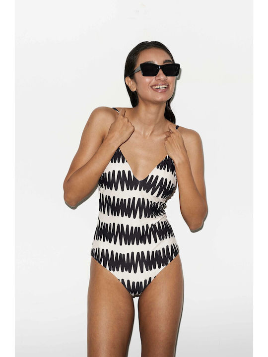 Compania Fantastica Striped Swimsuit White