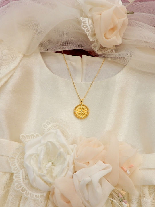 Art d or Charm Amulet Virgin Mary from Gold 9 K with Zircon