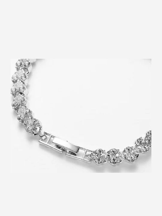 Tennis Bracelet Semiprecious Stones Zirconia 18 Cm Silver