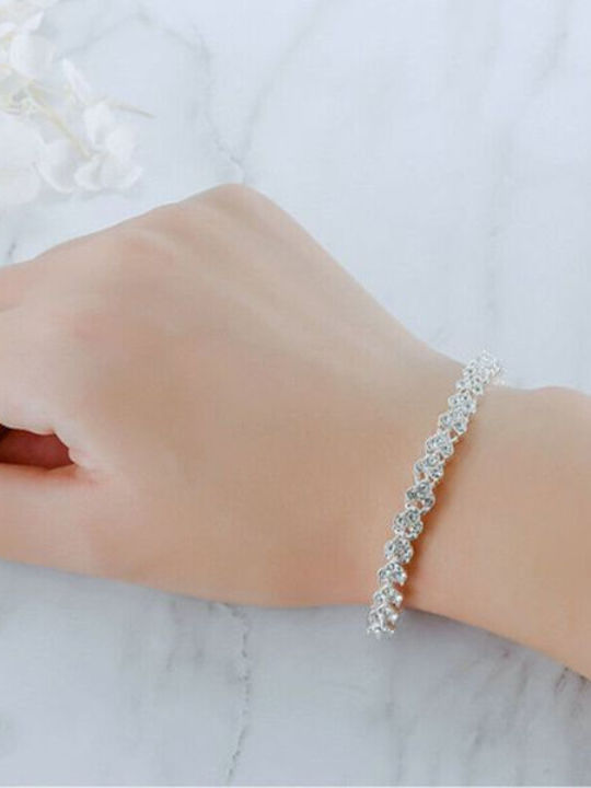 Tennis Bracelet Semiprecious Stones Zirconia 18 Cm Silver