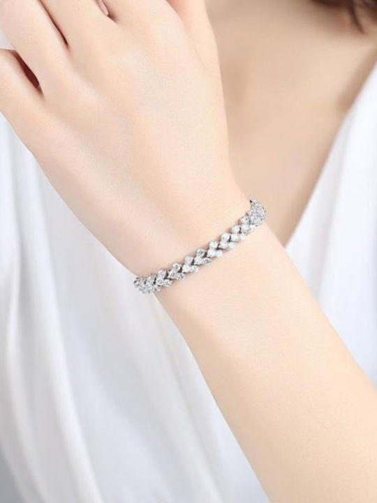 Tennis Bracelet Semiprecious Stones Zirconia 18 Cm Silver