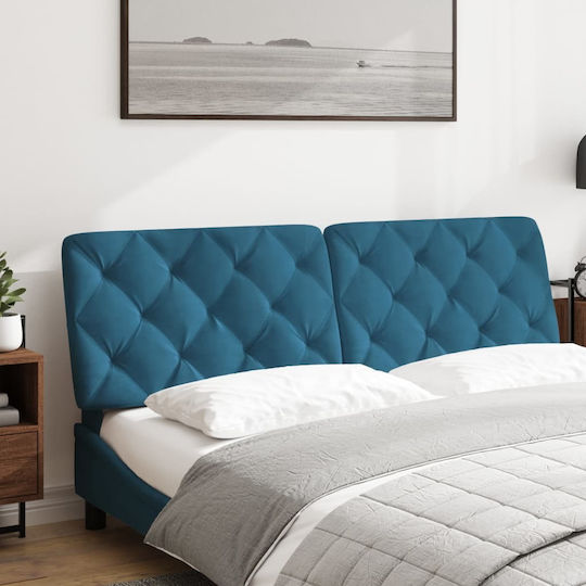 vidaXL Stoff-Kopfstütze für Betten Blau 162x48cm