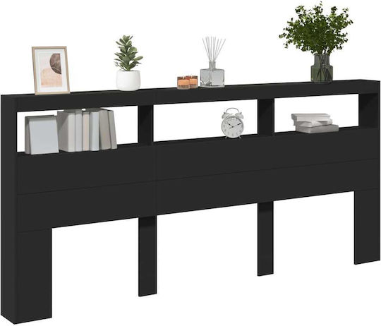 vidaXL Κεφαλάρι Κρεβατιού Ξύλινο Μαύρο 220x102cm