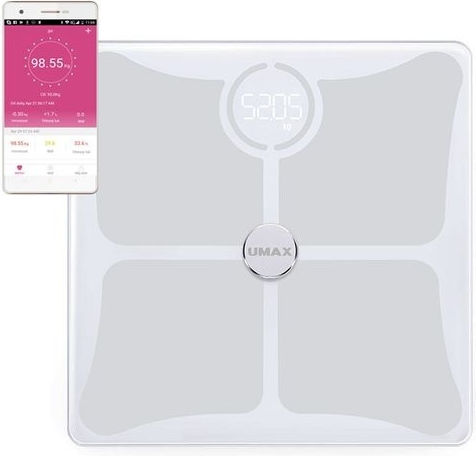 Umax Smart Ζυγαριά & U-Band 116HR 180kg με Λιπομετρητή & Bluetooth Λευκή UB604