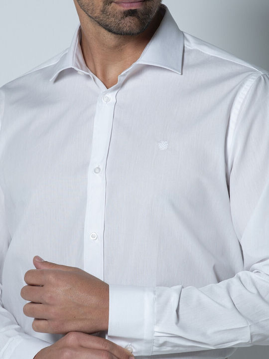 Cămașă Bărbați Mânecă Lungă Bumbac 100% Regular Fit Alb