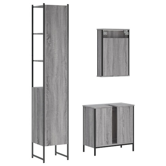 vidaXL Πάγκος με Νιπτήρα, Καθρέπτη & Στήλη Μ42xΒ12xΥ60cm Γκρι
