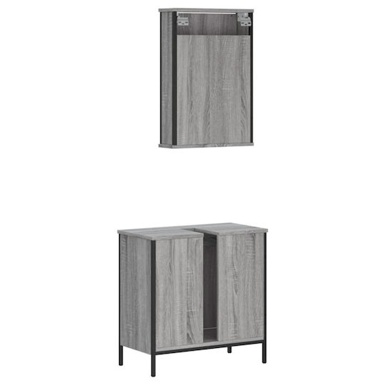 vidaXL Πάγκος με Νιπτήρα & Καθρέπτη Μ42xΒ12xΥ60cm Γκρι