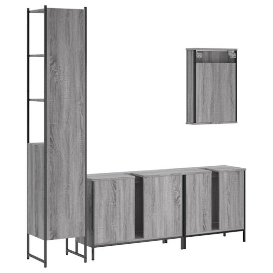 vidaXL Waschtisch mit Waschbecken, Spiegel & Säule L42xB12xH60cm Gray