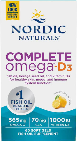 Nordic Naturals Complete Omega-D3 Fish Oil 565mg 60 Softgels With Lemon Flavour