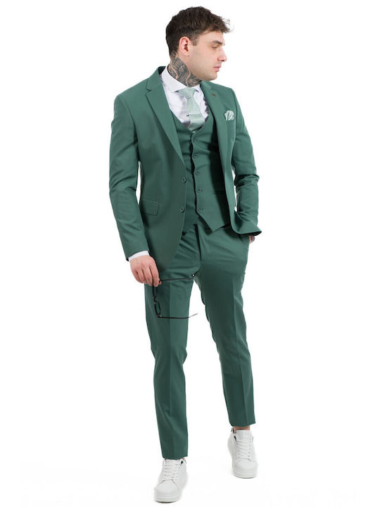 Massimo Veneziani Men's Suit with Vest Green