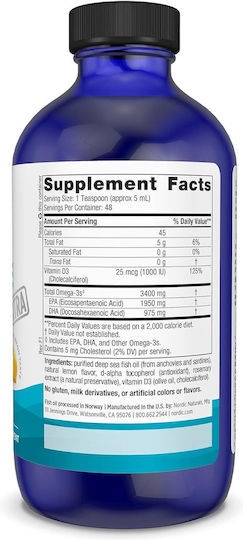 Nordic Naturals Ultimate Omega Xtra Ιχθυέλαιο 3400mg 237ml Λεμόνι