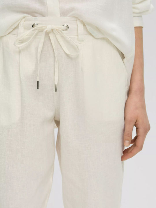 Women's Fabric Trousers Ecru