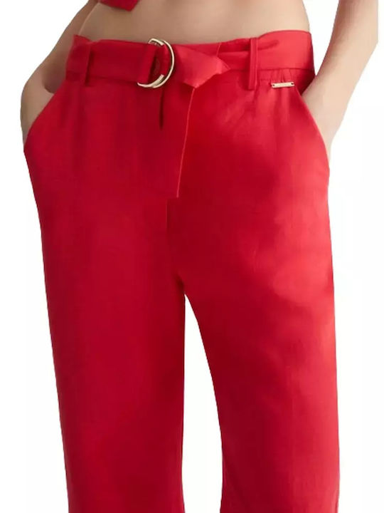 Lungo Γυναικείο Υφασμάτινο Παντελόνι Cherry Red