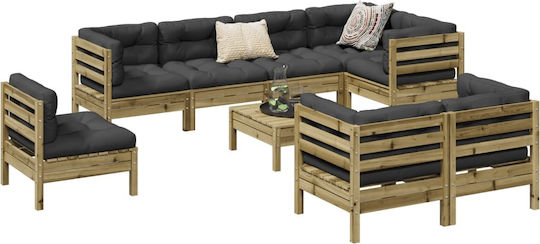 Garten- und Outdoor-Möbelsets 9 Stück Anthrazit mit Kissen