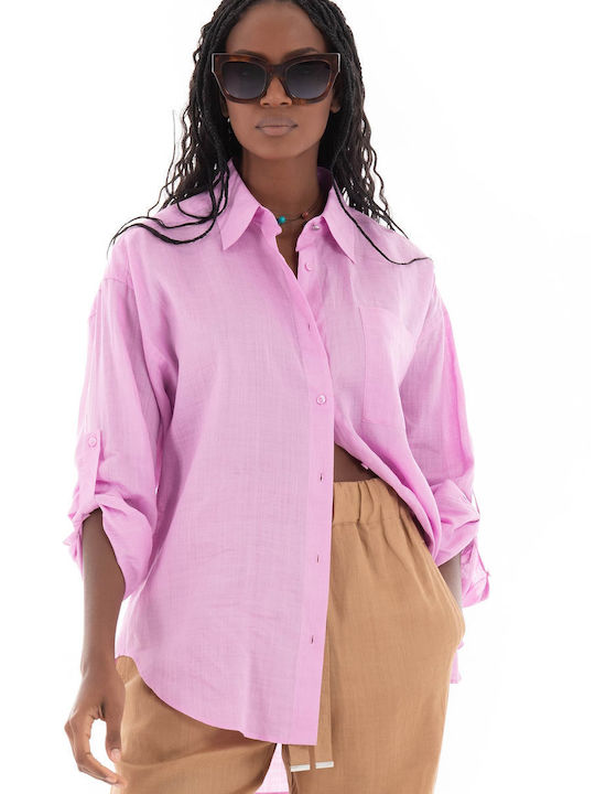 Hugo Boss Women's Long Sleeve Shirt PINK