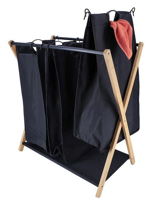 Καλάθι Απλύτων Υφασμάτινο Πτυσσόμενο 68x40x76cm Μαύρο