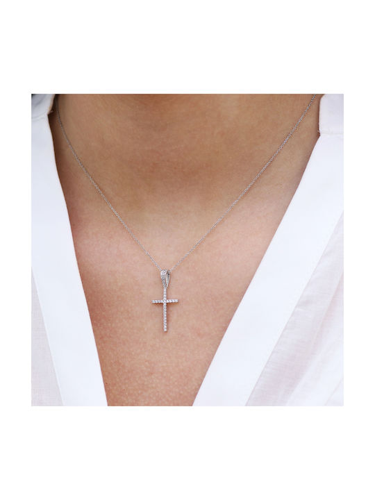 Fa Cad'oro Damen Weißgold Kreuz 14K