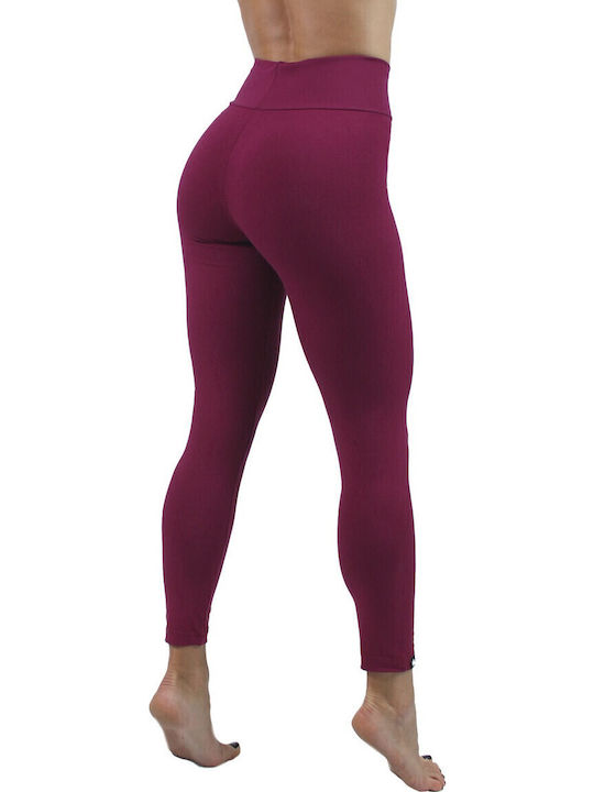 Women's Long Training Legging High Waisted & Push Up Burgundy