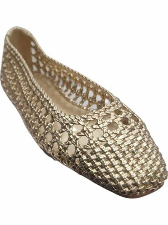 Synthetic Leather Ballerinas Gold