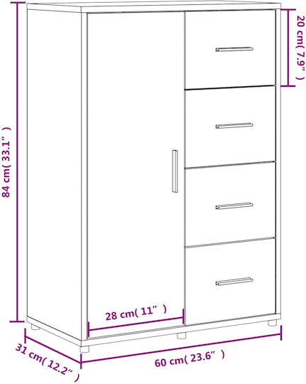 Μπουφές Smoky Oak 60x31x84cm