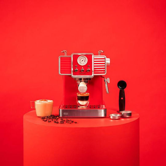 Cecotec Power Espresso 20 Tradizionale Espresso Coffee Machine 1350W Pressure 20bar Light Red 01727