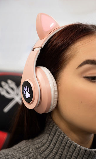 Kitten Ear Bluetooth Wireless On Ear Headphones with 10 hours of Operation Pink
