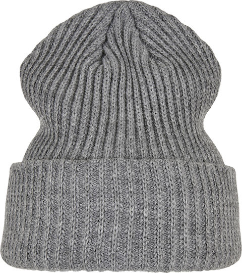 Beanie Unisex Σκούφος με Rib Πλέξη σε Γκρι χρώμα