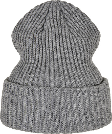 Beanie Unisex Σκούφος με Rib Πλέξη σε Γκρι χρώμα