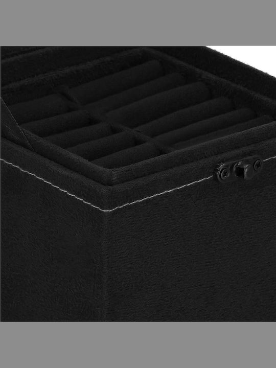 Springos Casetă Pentru Bijuterii Din Catifea Neagră 12x12x12cm