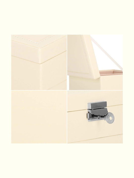 Springos Кадифена Кутия За Бижута С Огледало Розова 16x16x11см