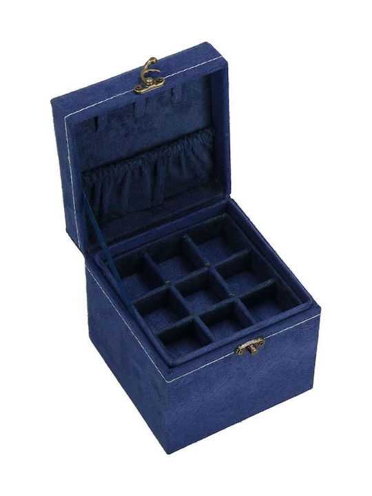 Springos Samt Schmuckkästchen Blau 12x12x12cm