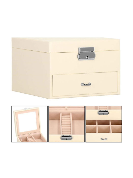 Springos Кадифена Кутия За Бижута С Огледало Розова 16x16x11см