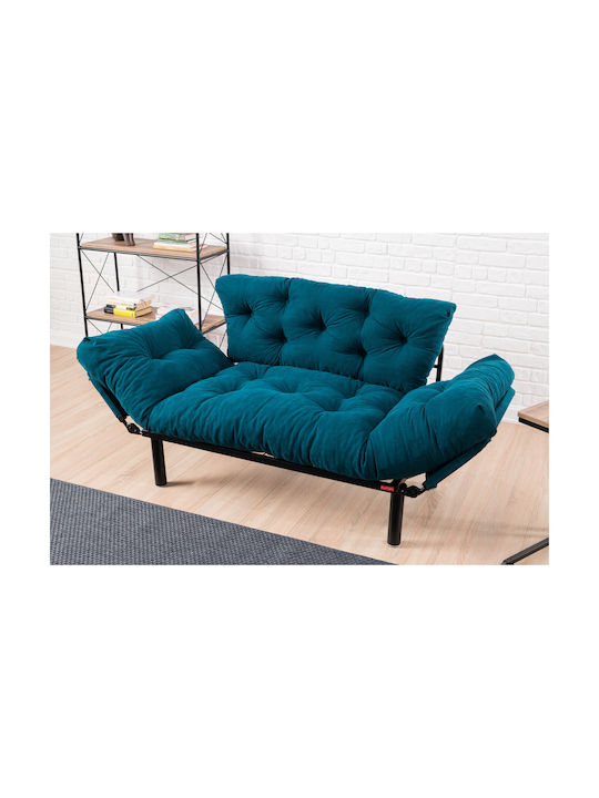 Two-Seater Couches Petrol Blue 155x70x85 cm
