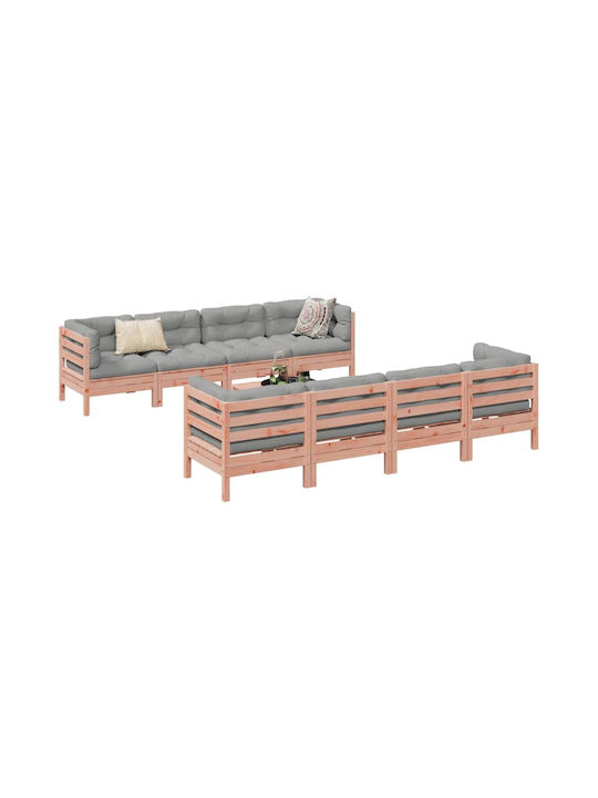 vidaXL Garden & Outdoor Furniture Sets Living Room Set 9 Pieces Grey with Pillows