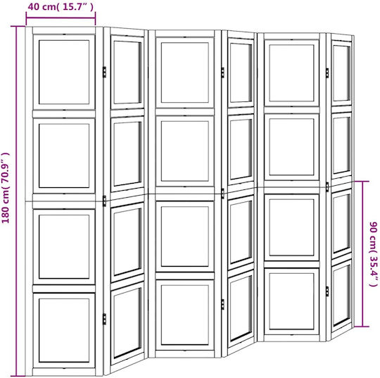 vidaXL Dekorativer Raumteiler Hölzernes mit 6 Paneelen 210x180cm