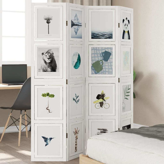 vidaXL Decorative Room Divider Wooden with 4 Panels 140x180cm