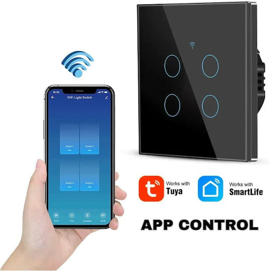Comutator de Perete Wi-Fi Iluminat Sens unic cu Cadru Negru
