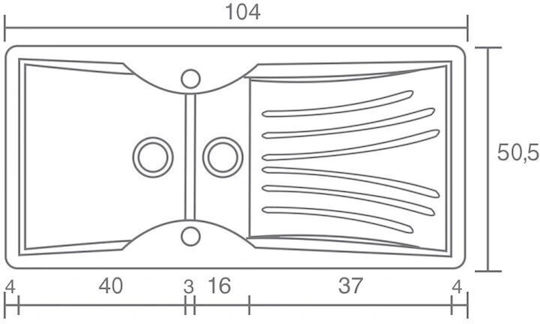 Sanitec Classic 329 Ένθετος από Συνθετικό Γρανίτη Μ104xΠ51cm