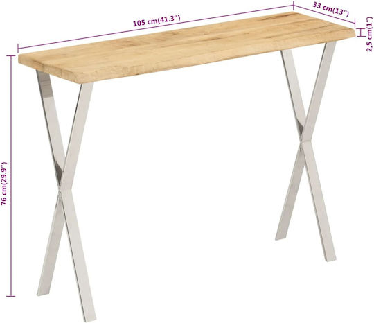 Solid Wood Console Table Coffee L105xW33xH76cm