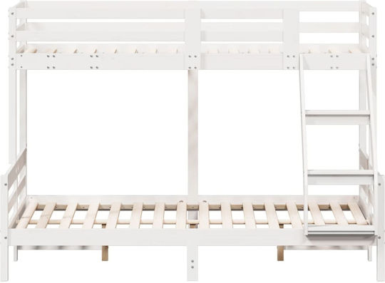 Kids Bed Bunk Semi Double White for Mattress 140x200cm