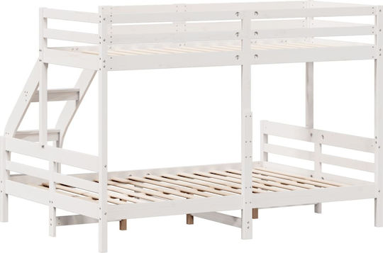 Kids Bed Bunk Semi Double White for Mattress 140x200cm