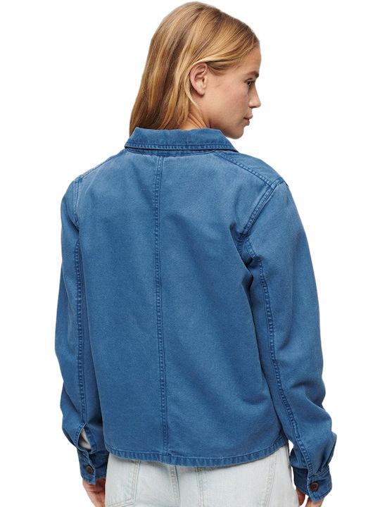 Superdry Women's Short Jean Jacket for Spring or Autumn Blue