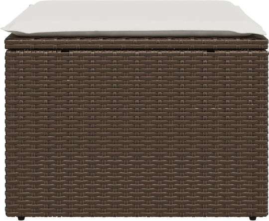 Garden Cube Stool Outdoor Rattan with Brown Cushion 55x55x37cm