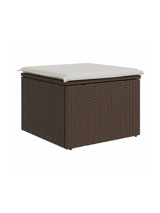 Gartenhocker Würfel Außeneinsatz Rattan mit Braunen Kissen 55x55x37cm