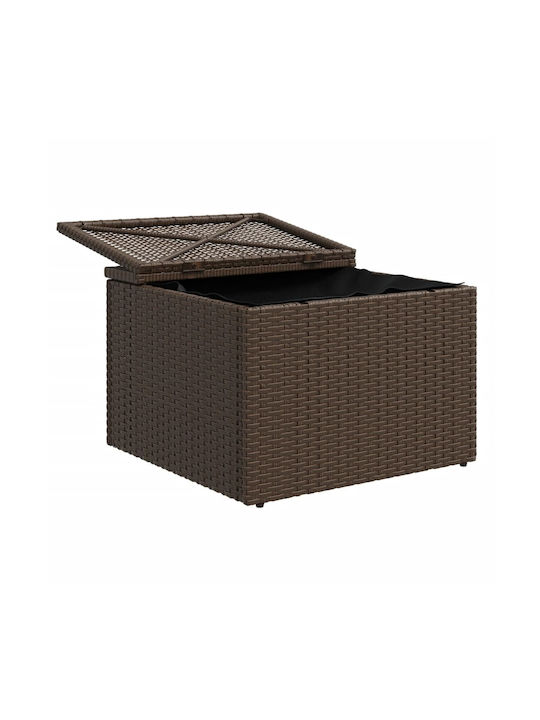 Gartenhocker Würfel Außeneinsatz Rattan mit Braunen Kissen 55x55x37cm